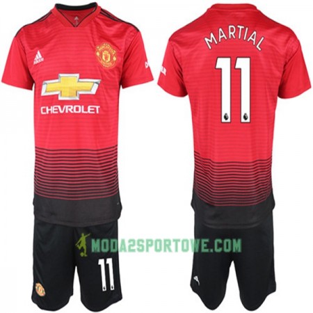 Koszulka Manchester United Anthony Martial 11 Dziecięcy Domowe Stroje Piłkarskie 2018-2019 Krótki Rękaw